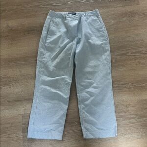 Ann Taylor Blue & White Striped Seersucker Capris